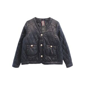Joh Apparel Quilted Puffer Jacket Womens M Black Gold Old Money Style NWT
